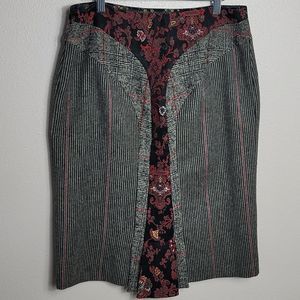 Etro Milano Tweed Lana Wool and Brocade Pencil Skirt size EU 44